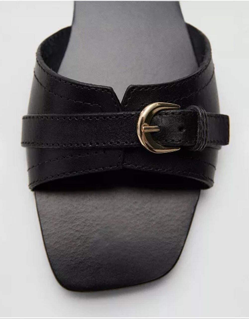 MNG by Mango Women's Buckle Leather Sandals Open Toe Black Size 39 NEW